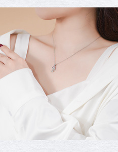 Collier en argent sterling S925 avec zircon rose en forme de tulipe pour femme, chaîne de clavicule, ambiance délicate, bijou en argent de luxe léger, cadeau - Product Image 4