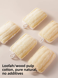 Estropajo Mágico de Doble Cara, Cepillo para Lavar Platos de Cocina, Esponja de Limpieza de Ollas, Paño de Pulpa de Madera, Esponja Natural de Luffa - Product Image 5