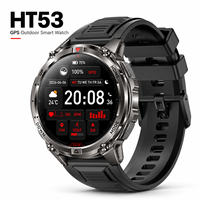 Montre connectée GPS HT53 1,46 pouces, altimètre, baromètre, lampe torche, boussole, 650 mAh, plus de 100 modes sportifs, étanche 3 ATM, montre intelligente pour activités de plein air