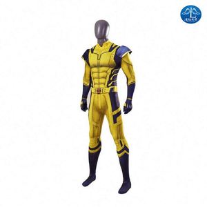 Disfraz de Halloween para Hombre, Disfraz de Superhéroe de <span class=keywords><strong>Película</strong></span>, Disfraz de Cosplay de James Howlett, Traje de Lobo, Disfraz Amarillo, Disfraz de <span class=keywords><strong>Wolverine</strong></span> - Product Image 2