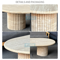 Haut Ovale 100% Naturel De Luxe Wabi-sabi Style Beige Travertin Pierre Demeures Appartement Villa Hôtel De Luxe Table Basse Table À Thé