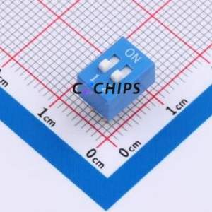 DS-02-B DIP Switch Through hole Component (THT) Switch ( Number of Switch Sections: 2 )( Lead Spacing: 2.54mm )( Color: Blue ) - Product Image 1