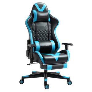 Chaise de bureau en PC avec repose-pieds, siège <span class=keywords><strong>baquet</strong></span> ergonomique pivotant réglable, chaise de jeu lombaire, style course, pour <span class=keywords><strong>gamer</strong></span> - Product Image 1