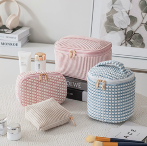 Corduroy Cosmetic Bag Set Large Capacity Travel Makeup Organizer Zipper <b>Toiletry</b> Cases Portable Women <b>Storage</b> - Product Image 3