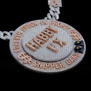 Produttore di gioielli Hip Hop personalizzati 925 in argento Sterling VVS Moissanite diamanti rotondi <span class=keywords><strong>medaglione</strong></span> ghiacciato <span class=keywords><strong>collana</strong></span> pendente - Product Image 4