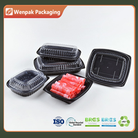 Boîte alimentaire rectangulaire jetable empilable pour supermarché, type bento américain, en plastique de qualité alimentaire