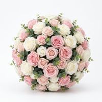 Boule de fleurs artificielles en soie et mousse PE, rose et gypsophile, blanches, luxueuses, colorées, faites à la main, légères, antibactériennes, pour mariage