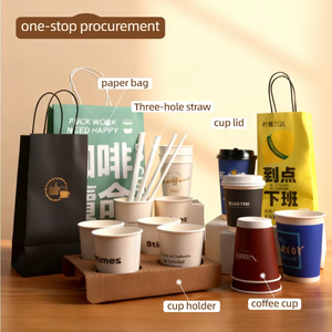 Vaso de Papel Desechable de Pared Simple con Logotipo Personalizado, Ecológico, de 8oz, 12oz, 16oz, para Bebidas Calientes, con Tapa, para Café para Llevar - Product Image 2