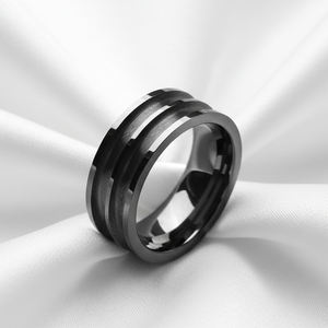 Vente en gros usine : Bague de <span class=keywords><strong>mariage</strong></span> en carbure de tungstène 8 mm, style <span class=keywords><strong>bohème</strong></span>, à double canal, avec base vierge pour incrustation, pour femmes et hommes - Product Image 2