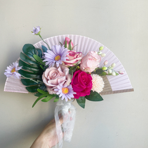 気まぐれな結婚式の装飾のための花のテーブル装飾シミュレーション偽の花の花束装飾シャンブルとDIYハンドヘルドファン - Product Image 6