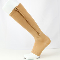 Chaussettes de compression pour les jambes en gros avec fermeture éclair, logo personnalisé, chaussettes de compression sans orteils pour femmes
