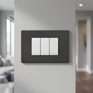 Brushed Technopolymer <b>Plate</b> For 3 Flush Mounted <b>Switches</b> Anthracite Compatible With Living International - Product Image 3