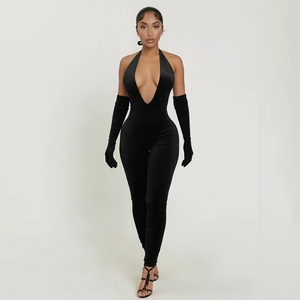 53 Nuevos Bodysuits Elegantes de Color Sólido para Mujer, con Hombros Descubiertos, Cuello en V Profundo y Espalda Descubierta - Product Image 2