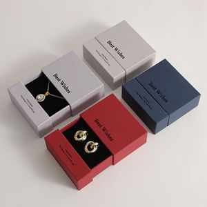 Custom Square Jewelry Storage Drawer <b>Box</b> Eco-friendly Cardboard <b>Necklace</b> Ring Earrings Pendant Studs Valentine's Day Jewelry <b>Box</b> - Product Image 2