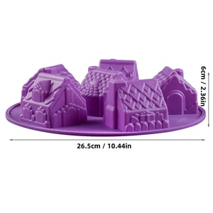 6-House-Shaped Silicone Cake Mold Purple Christmas Baking Tool DIY Chocolate Mousse Mold - Product Image 2