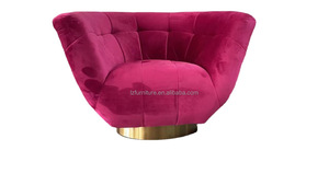 Tufting Velvet Swivel Accent <b>Chair</b> Petal Back <b>Shell</b> Design Gold Round Base Modern Lounge <b>Chair</b> Hotel Lobby Living Room Furniture - Product Image 6