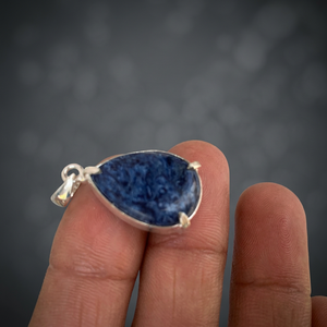 Pendentif artisanal en pietersite bleue en forme de goutte, en argent allemand, bijoux pour femmes, vente en gros, style vintage, pour soirée - Product Image 3