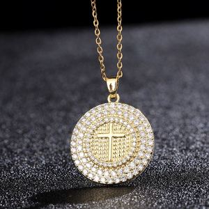 Micro Paved Sparkling Hip-Hop Style Titanium Steel Clavicle <b>Chain</b> Rhinestone Necklace for Men Full Zircon Cross Charm Necklace - Product Image 4