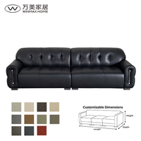 Modernes Luxus-Echtleder-Sofa mit Drei Sitzen, Modulares Design, Holz-Eisen-Rahmen, Kissenrücken, Gerade Armlehnen für Wohnzimmer