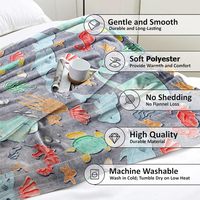 Couverture pour enfants tricotée douce en peluche avec tortue lumineuse pour l'hiver, animaux de la mer qui brillent dans le noir