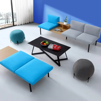 Canapé de réception de bureau moderne, base en fer, modulaire, d'angle, confortable, ensemble de canapés en cuir, usage commercial