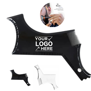 Kit de gabarits professionnels pour la mise en forme de la barbe avec logo personnalisé, outil de guide de toilettage pour barbier, peigne de coiffage pour poils du visage - Product Image 1
