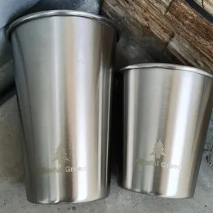 Custom Logo Stainless Steel Water Cups Wine Tumbler Single Layer Cold Beverage Beer Cups Rolled Edge Mug