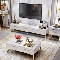 Meubles de salon, table basse moderne, table basse de luxe dorée à finition brillante, ensemble de table basse