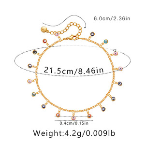 गर्म बिक्री बोहो शैली कॉपर 18k सोने की महिला के एले रचनात्मक एनमेल श्रृंखला आंख प्रकार की पेलेंट चेन - Product Image 6