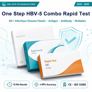 Prueba Rápida de <span class=keywords><strong>Hepatitis</strong></span> <span class=keywords><strong>B</strong></span> Combo HBV-5 para Uso Doméstico y Clínico Médico, Fabricada por GMP OEM - Product Image 1