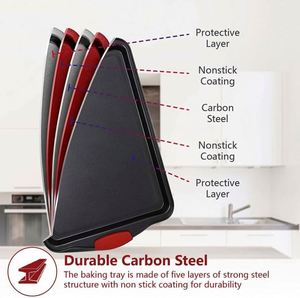 9pcs Aluminum Non-Stick Carbon Steel <b>Baking</b> Pans & <b>Cooling</b> <b>Rack</b> with Silicone Handle Oven Safe Set for Food Commercial Buyers - Product Image 3