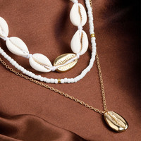 Vente chaude Style bohème multicouche coquille clavicule chaîne bijoux d'été avec perles de riz pendentif collier breloque accessoires
