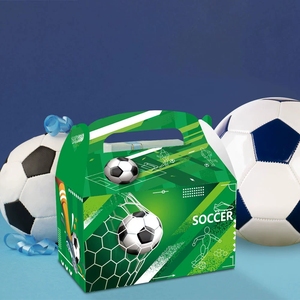 Cajas de Regalo para Fiestas de Fútbol, Contenedores de Dulces Negros, Blancos y Verdes con Asa para Decoración de Cumpleaños con Temática de Fútbol - Product Image 4