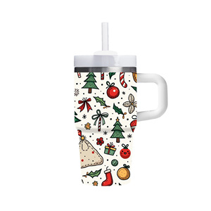 Christmas Stainless Steel Tumbler 14oz Insulated Cup With Handle And Straw For <b>Kids</b> Gift - Product Image 2