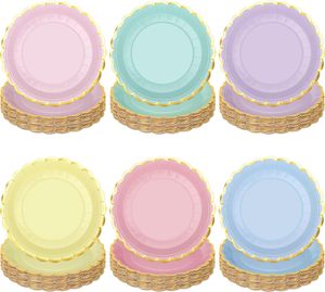<b>Disposable</b> Plastic Rimmed <b>Plates</b> for Household Dining and Kitchen Convenience - Product Image 1