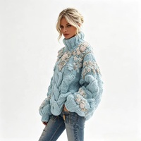 Pull à col roulé pour femme imprimé en 3D sur mesure |   Tricot surdimensionné vert rétro |   Fabricant de pulls vintage haut de gamme OEM