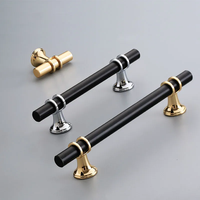 Poignées de meubles modernes en acier inoxydable noir et or, minimalistes et écologiques, pour armoires de cuisine, commodes et tiroirs, quincaillerie solide