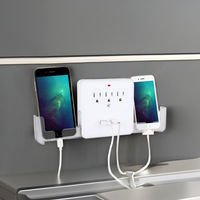 Support de téléphone double certifié ETL, station de charge murale industrielle, prise murale avec 3 prises US et 2 ports USB, blanc, pour chevet, ABS, 15A