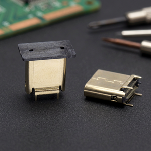 หัวต่อ USB 3.1 Type C แบบตัวเมีย SMT แนวตั้ง ความเร็วสูง หน้าสัมผัสทองแดงผสม ชุบดีบุก ตัวเรือน LCP มาตรฐาน UL94V-0 ป้องกันไฟลุก - Product Image 2