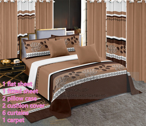 Luxuriöses Bettwäsche-Set aus Baumwolle, 13-teilig, King-Size, Spannbettlaken, Bettwäsche-Set mit Vorhang, Teppich, Rot-Rosa Bettwäsche - Product Image 6