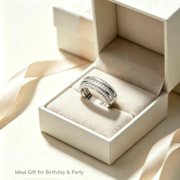 Bagues en laiton plaqué platine, pierres étincelantes élégantes pour les fêtes d'anniversaire, les mariages, les anniversaires de mariage, bijoux de mode, cadeaux