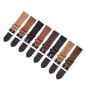 JUELONG Bracelet de montre rallye en cuir véritable 20mm 22mm Vintage Crazy Horse Bracelets de montre noirs en cuir avec dégagement rapide - Product Image 5