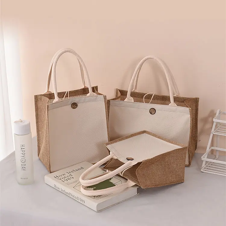 Wholesale Cheap Sack Blank Canvas Painting Jute Bag Eco-Friendly Tote Bag Reusable Cotton Gunny Shopping Bag