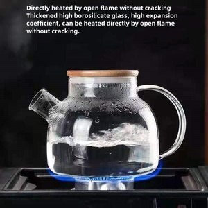 Handmade Clear High Borosilicate Glass Heat Resistant Teapot With Bamboo Lid <strong>Microwaveable</strong> Tea <strong>Kettle</strong> - Product Image 4