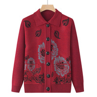 Ventes chaudes, veste en tricot jacquard pour femmes, classique pour les femmes âgées, cardigan ample pour grand-mère, cardigan en tricot pour femmes