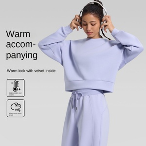 Nouveau sweat-shirt sportif à col rond doublé en velours pour femme, idéal pour l'automne et l'hiver, décontracté, pour la course à pied et le fitness, à manches longues - Product Image 6