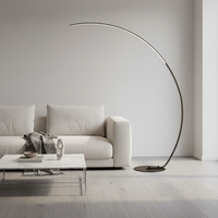Lampe de sol en aluminium, lampe décorative LED d'angle de canapé, design moderne et minimaliste pour chambre à coucher, lampe de pêche à intensité variable tricolore