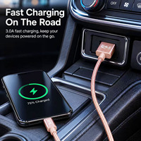 Cable USB C de 1.2m 2.0 5V 3A 15W de Carga Rápida con Tela de Nailon, Punta Metálica y Revestimiento Dorado Rosa para iPhone/Computadora y Banco de Energía