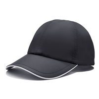 Casquette de baseball de luxe en nylon avec logo brodé personnalisé, noire, 6 panneaux, ajustable, imperméable, style Dad Hat