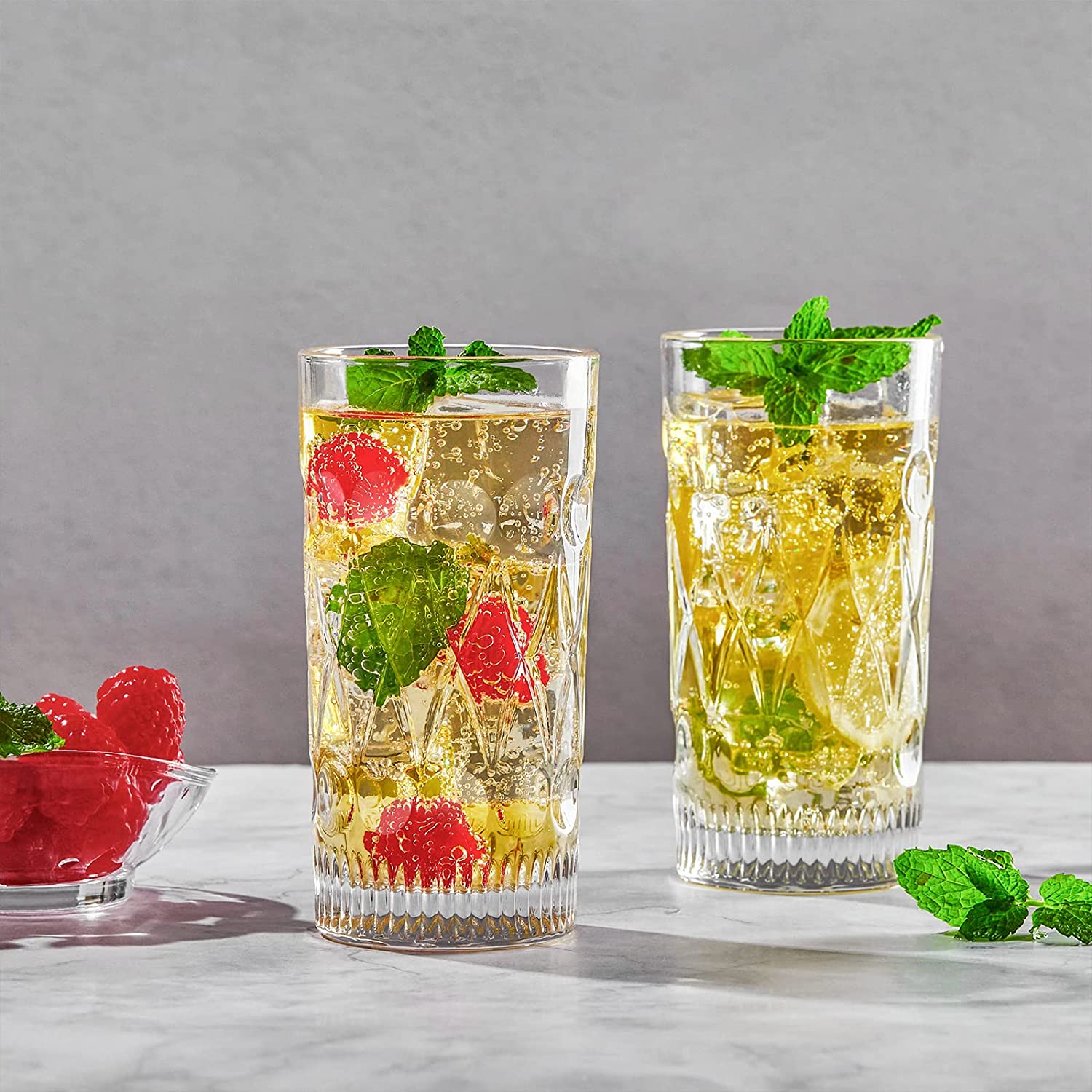 Drinking Glasses Water Glass Crystal Highball Clear Tall Heavy Base Glassware 11.8OZ